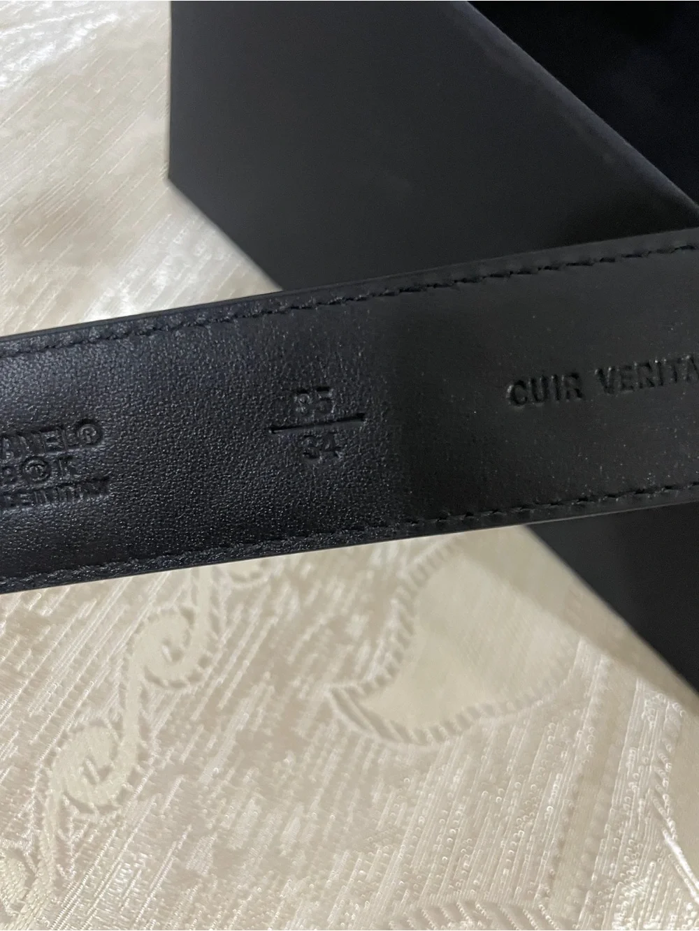 Chanel new cc silver logo black leather belt 85cm/34in